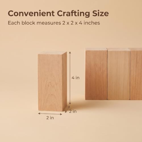 6Pcs Unfinished Basswood Blocks-2x2x4 Inch Rectangular Linden Wood Blocks for DIY Carving,Whittling Blocks,DIY Crafts,Natural untreated Wood Pieces (2x2x4in,6PC) - Image 7