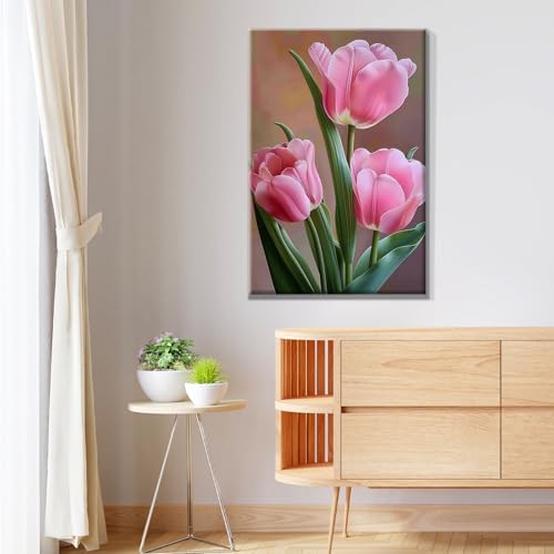 JOOZ Paint by Numbers Kit for Adults Flowers Paint by Numbers Kit with Frame DIY Tulip Paint by Number with Easel Floral Adult Paint by Number Kits Canvas for Gift Home Wall Decor 7.87x11.81 Inch - Image 7