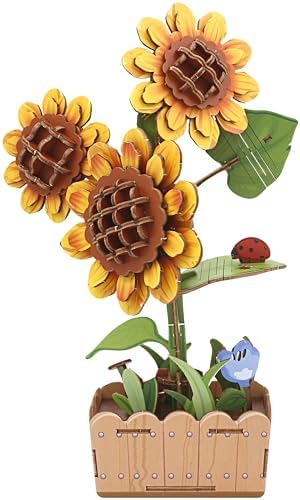 L & P Home & Gifts Woodcraft Woodcraft Sunflower Plastic for Adults and Kids | Creative Woodwork Craft Kit Home Décor, Living Room or Office | Decorative Accessories Gift for Women and Men by L+%26+P+Home+%26+Gifts