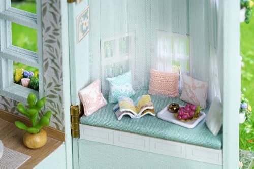 MAGQOO DIY Miniature Dollhouse Kit with Furniture 1:100 Scale Creative Room Mini Wooden Doll House Accessories DIY Miniature House Kit (Warm House) - Image 7