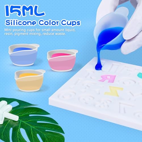 Silicone Resin Mixing Measuring Cups for Resin Supplies, 600ml/20oz Bowl, 250 & 100ml Thickened Reusable Silicone Cups for Epoxy Mixing, with Stir Sticks and Pipettes, Jewelry Making - Image 6