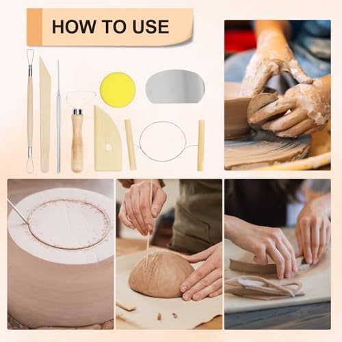eZAKKA 8 Pcs Ceramic Pottery & Clay Sculpting Tools Set - Image 7