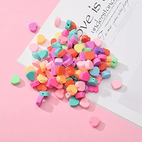 100pcs Mixed Heart Polymer Clay Spacer Beads for Women Jewelry Making DIY Bracelet Necklace Hair Clip Accessories Valentine's Day Gift (Heart) - Image 7
