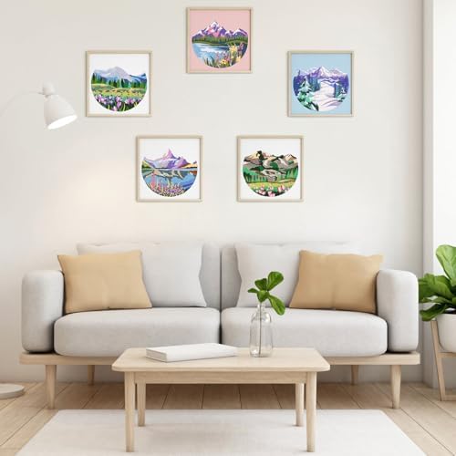 ERKOON Embroidery Kit for Beginners, 5 Sets Flower Cross Stitch Set for Adults Include Embroidery Cloth Hoops Threads for Craft Lover Hand Stitch with Skill Techniques (Landscape) - Image 7
