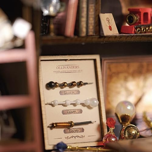 Lannso DIY Dollhouse Miniature Kit, Doll House Kit with Dust Proof Cover, Magic Wand Shop, Mini Handmade Wooden Dollhouse Toys for Adult Gift(F32) - Image 5