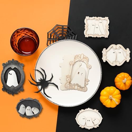 Simgoing 12 Set Adult Halloween Craft, Wood Ghost DIY Frame, Cute Style - Image 7