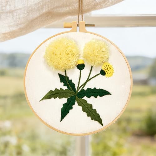 Dandelion Flower Embroidery Kits for Beginners Adults, Hand Embroidery Starter Kits, Cross Stitch Kits for Beginners DIY Craft Kits for Adults Women, Entire Set of Embroidery Supplies & Video Tutorial - Image 7