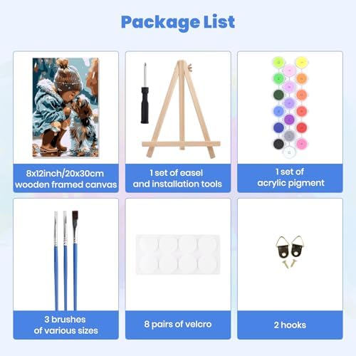 MXJSUA Animal Dog Framed Paint by Numbers for Adults Beginners, Easy Adults' Paint-by-Number Kits on Canvas with Easel, Acrylic Number Painting Crafts Gifts for Home Decor, 8x12 inch - Image 7