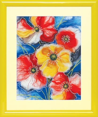 Wizardi Beginner Needle Felting Kit for Adults - Colors of Summer. Floral Felting Kit 7.48x9.84 Inches. Felting Tools. Wool Felting Supplies. Felt Crafts. Wool Felt. V-204C Charivna Mit by Wizardi