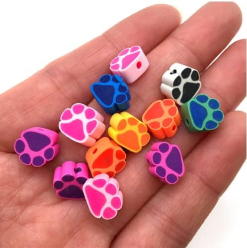 100pcs Colorful Paw Print Polymer Clay 10mm Spacer Beads for Women Jewelry Making DIY Bracelet Necklace Hair Clip(Colorful Paw Print) - Image 4