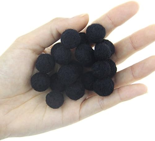 Needle Felt Balls Pure Wool Beads Dry Felted Balls 15mm Handmade DIY Crafts 20pcs (Black) - Image 2
