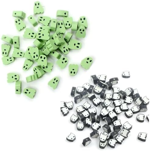 100 Pcs Polymer Clay Beads Mixed Heishi Spacer Beads Supplies for DIY Bracelet Earring Necklace Jewelry Making (Ghost) by PEVOGON