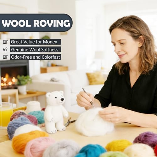 3.4oz Needle Felting Wool Grayish Blue for DIY Needle Craft Enthusiasts - Image 5