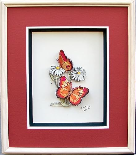 Orange Butterfly and Daisy Flowers - Paper Tole 3D Decoupage Craft Kit Size 8x10 inches K51236 (The Additional Pictures Show Examples of This Craft Kit Assembled and Framed in a Shadow Box Frame) - Image 4