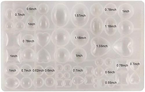 ScivoKaval Cabochon Gem Jewelry Silicone Mold Oval Teardrop Square Heart Round Shapes for Polymer Clay Crafting Resin Epoxy Pendant Earrings Making Casting DIY Craft Mold 29 Design 58 Cavity Large - Image 7