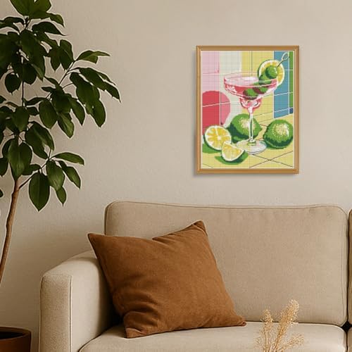 FREEBLOSS 11CT Cocktail Stamped Cross Stitch Kits Full Embroidery Kits with Instruction Cross Stitch Wall Hanging Kit for Needlepoint Adults Wall Art Decoration 16x20in/40x50cm - Image 7