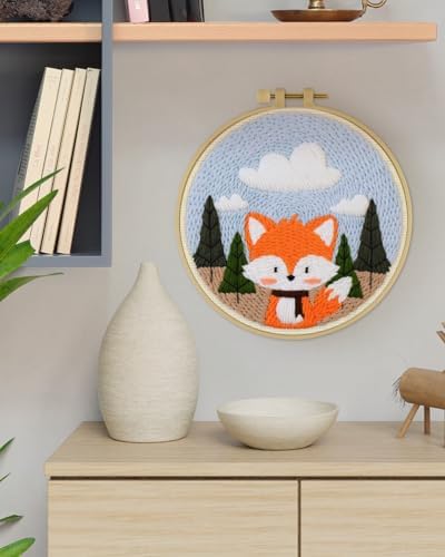 ERKOON Punch Needle Kit for Beginners Adults, DIY Easy Animal Embroidery Set for Starter Art Craft, Needling Punch Project with Patterns, Tools, Yarns, Hoop, Instruction (Fox) - Image 7