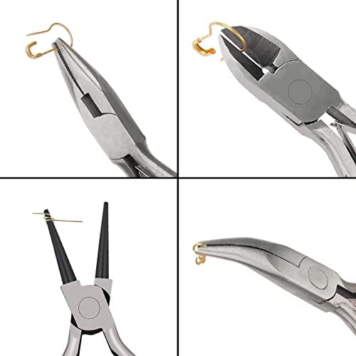 URSKYTOUS 4Pcs Jewelry Pliers Set Jewelry Making Pliers Tools Kit Include Jewelry Making Needle Nose Chain Nose Round Bent Pliers Wire Cutter for Bracelet Beading Craft Jewelry Making Supplies (Black) - Image 7