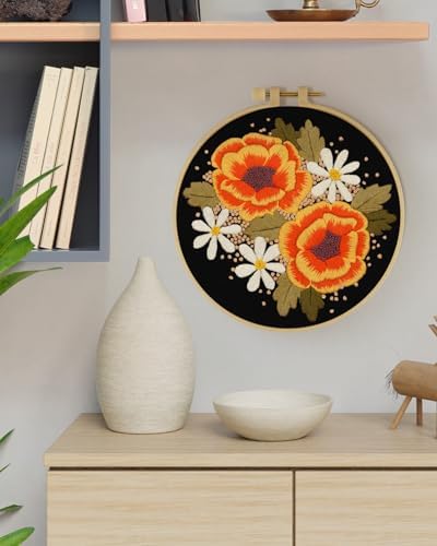 ERKOON Embroidery Kit for Beginners, Flower Cross Stitch Set Include Embroidery Cloth Hoops Threads for Craft Lover Hand Stitch with Embroidery Skill Techniques (Floral) - Image 7