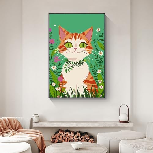 Yezavesu Framed Paint by Numbers Kit for Adults Beginner & Kids Ages 8-12, Cat Paint by Numbers with Frame, DIY Number Painting for Adults Orange Cat for Home Wall Decor Gift 8X 12 inch - Image 7