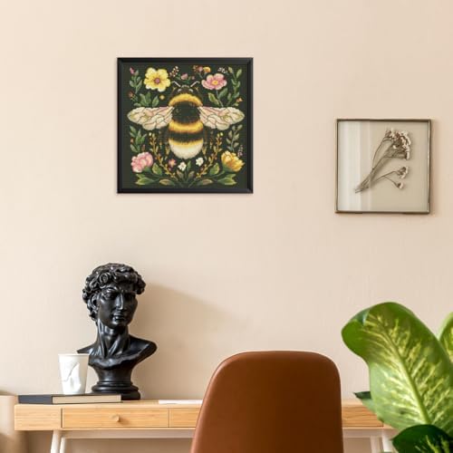 FREEBLOSS 11CT Stamped Cross Stitch Kit for Adults Beginners with Instructions Bees and Floral Pattern Cross Stitch Wall Hanging Kit Embroidery Wall Art Decoration No Frame 18x18in - Image 7