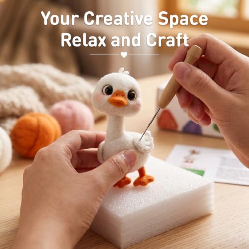 DIY Needle Felting Kit Cute White Goose Duckling – Needle Felting Starter Kit with Fiber Roving, Needles, Felting Pad & Instructions | Felted Bird Animal Kit for Beginners Adults | DIY Craft Gift - Image 7