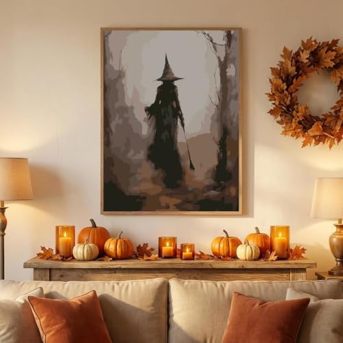 Halloween Paint by Numbers Kit for Adults-Witch,Oil Painting 10x12In - Image 7