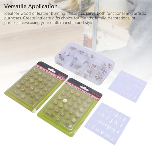 110 Piece Wood Burning Tip Set with Brass Alphabet Number Stencils for Embossing Carving DIY Crafts, Compatible with Pyrography Tools for Adults and Beginners - Image 7