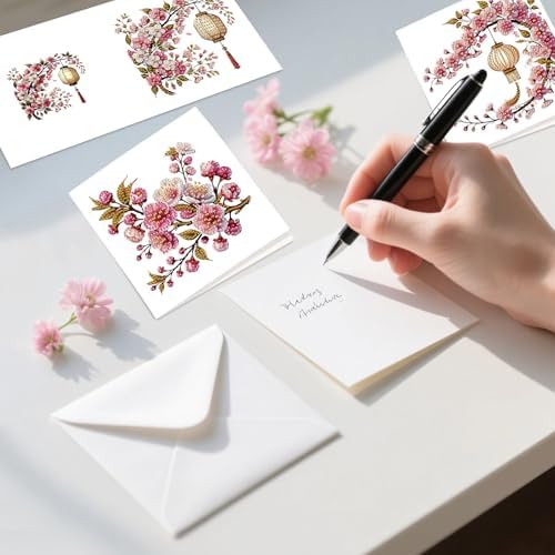 jinglinhh 12pcs Diamond Art Painting Bluebird Flowers Greeting Cards with Envelopes, DIY Card Making Kits for Adults, Diamond Art Christmas Cards for Birthday Holiday Postcards Craft Gifts - Image 7