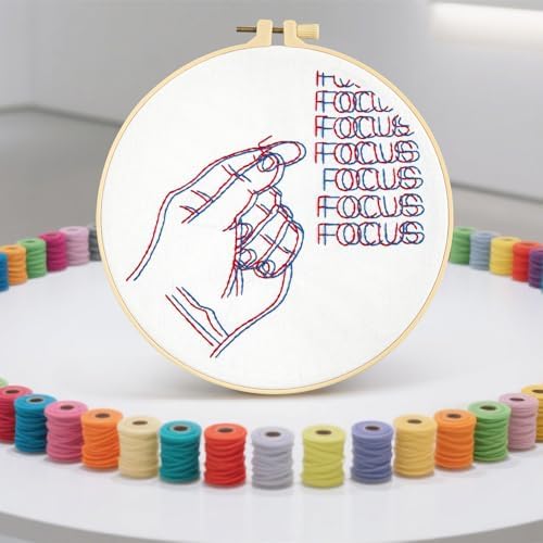 Crafmanoe Easy Hand Embroidery Kits for Beginners Adults, Focus Embroidery Starter Kits, Counted Cross Stitch Kits for Beginners Craft Kits for Adults Women, Embroidery Hoops, Thread & Video Tutorial - Image 7