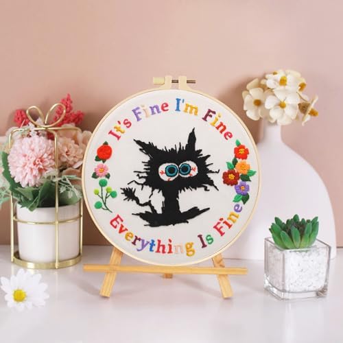 Haootadiy Beginner Embroidery Kit for Adults, Easy Cross Stitch Kit for Beginners and Adults, Full Embroidery Hoop Kit with Needles and Thread Included (Pattern 1) - Image 7