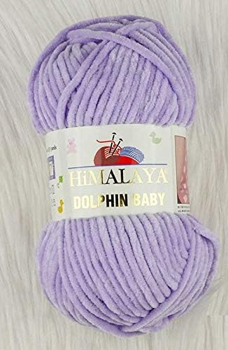 1 Skein/Pack Himalaya Dolphin Baby Chenille Yarn, Each Ball 100 gr (3.5 oz), 120 m (132 Yards), 100% Polyester, Super Bulky Baby Blanket Velvet Amigurumi Yarn, 80305 - Lavender