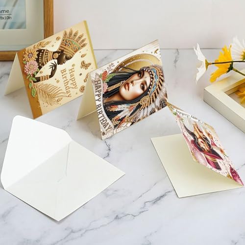 6pcs Diamond Painting Greeting Cards for Blessings and Wishes - Woman DIY Birthday card Special Shape Crystal Diamond Art Partial Mosaic Making Craft, Paper Material, for Christmas Thanksgiving Day - Image 7
