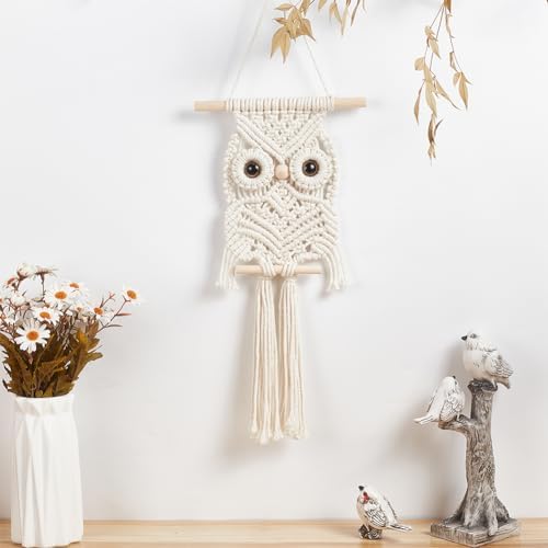 BEUNITONE Leisure Arts Macrame Kit for Beginners Owl Macrame Kit DIY Macrame Kit with Instructions Video Macrame Wall Hanging Supplies Dream Catcher Kit for Room Wall Decoration Easy to Install - Image 7