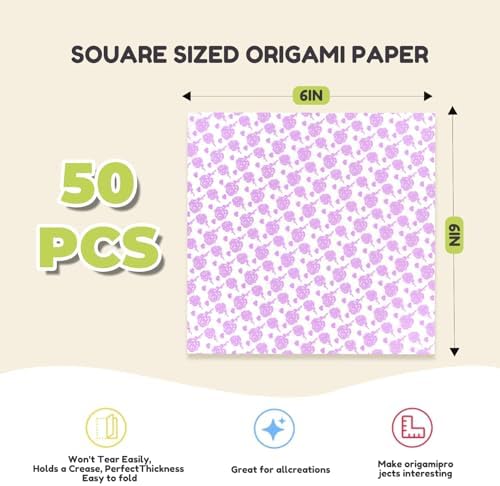 JoyCat Floral Glow in the Dark Origami Paper, 50 Sheets, 6x6 Inch - Image 7