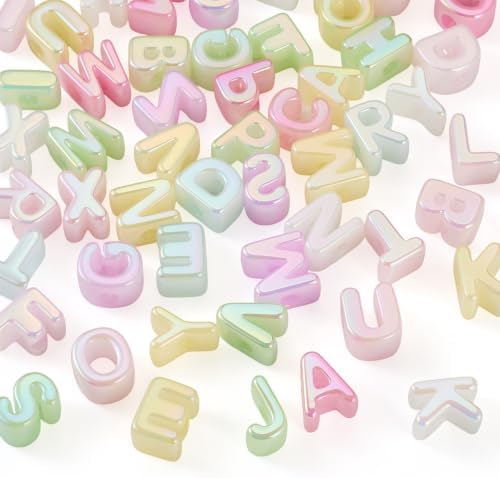 FASHEWELRY 52Pcs Iridescent Clear Large Letter Alphabet Beads for Keychains - Image 7