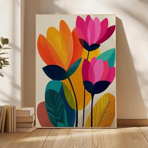 Mowana Paint by Numbers Kit for Adults Beginner – Boho Flowers Framed Paint by Numbers for Adults with Easel, Easy DIY Painting Kit Canvas Wall Art Decor 8x12inch - Image 7