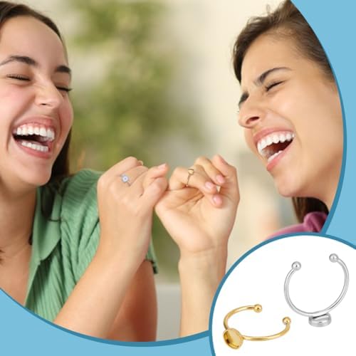 UNICRAFTALE 12Pcs 3 Styles 304 Stainless Steel Blank Dome Finger Rings 2 Colors Round Flat Pad Ring Components Open Cuff Bezel Trays Fit Ring for Jewelry Making Tray 6mm - Image 6