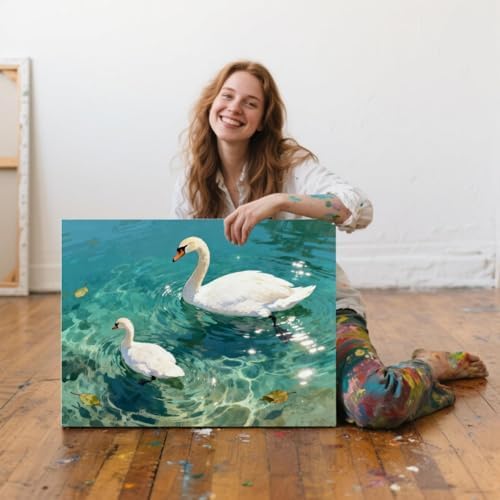 ACANDYL Paint by Numbers Kit for Adults Beginner Goose DIY Painting Kits for Adults Swan Easy Adult Paint by Number Kits on Canvas Animal Color by Numbers for Gifts Home Wall Decor 16x20 Inch - Image 7