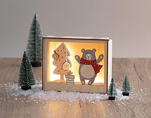 Rayher Holzbau 46599505 3D Winter Bear Motif Frame FSC Mix Credit Natural 15.5 x 12.5 cm Depth 3.8 cm 12-Piece for Crafts and Painting 1 Set - Image 7