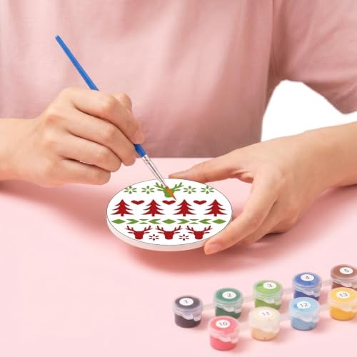 8 Pack Christmas Paint by Numbers Kits Coasters with Holder Cork Pads - Image 7
