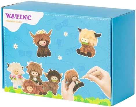 WATINC Highland Cow Needle Felting Kit - Set of 10 Different Highland Cow Doll Wool Felt Needle Felting Tools Foam Pad, DIY Home Decoration Needle Felting Craft Party Supplies for Beginners (30Pcs) - Image 7