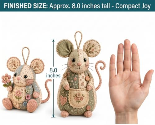 Patchwork Mouse DIY Sewing Craft Kit - Floral Fabric (Set B) - Image 7