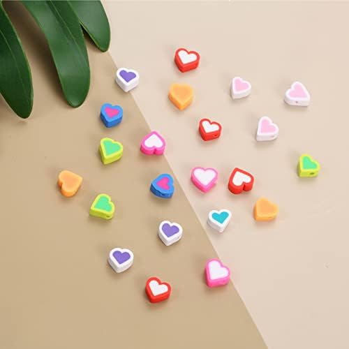 100pcs Contrast Color Love Heart Polymer Clay Beads for Women Jewelry Making DIY Bracelet Necklace Hair Clip Accessories (Mixed Heart) - Image 7