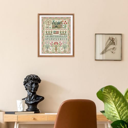 FREEBLOSS 11CT Stamped Cross Stitch Kits Folk Art House Pattern Cross Stitch Wall Painting Kit Embroidery Needlepoint Set for Beginners Adults 40x50cm/15.7x19.7inch - Image 7