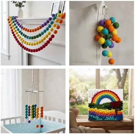 Muimurex 50Pcs Wool Felt Balls 2cm, Multicolor Pompoms for DIY Crafts - Image 5