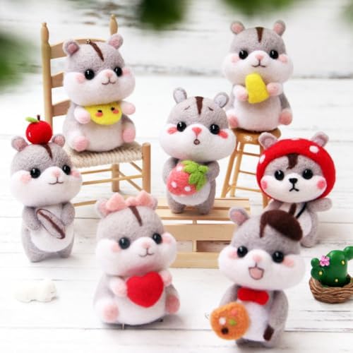 Wizardi Beginner Needle Felting Kit for Adults - Hamster with Corn. Animal Felting Kit 6.5x4.5x5cm. Felting Tools. Wool Felting Supplies. Felt Crafts. Wool Felt. F07N8-W130 - Image 3