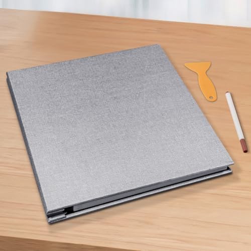 Large Photo Album Scrapbook – Holds 4x6, 8x10 Pictures – Self-Adhesive Pages for Baby, Wedding, Travel & Family Memories | Includes Metallic Pen & Scraper/Light Grey Large DIY Memory Book for Gifts - Image 6