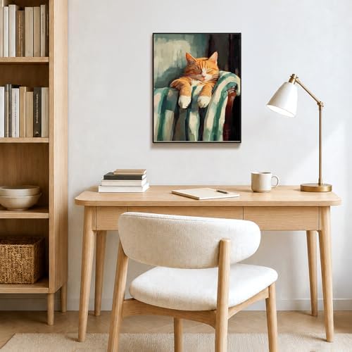 bitCNY Paint by Numbers for Adults, Sleeping Orange Tabby Cat DIY Painting Kit, Cozy Pet Acrylic Paint by Number Canvas Art, Relaxing Animal Wall Decor, 16x20 Inch - Image 7