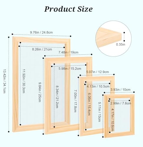 Aboofx Paper Making Kit, A4 A5 A6 A7 Size Paper Making Screen Frame Kit, Wooden Mold and Deckle with Mesh, Absorbent Papers, Sponge and Confetti,DIY Handmade Papermaking Supplies Gift for Craft Lover - Image 4